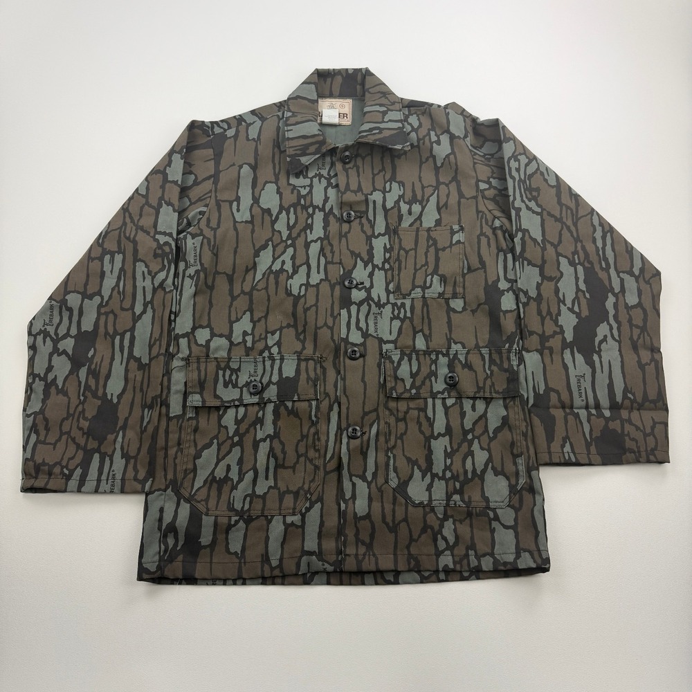 Vintage Ranger Mens Small Camo Shirt Treebark Button Up Hunting Made in USA 80s